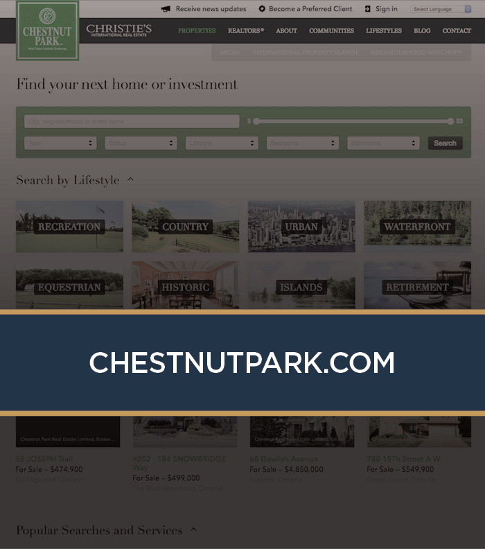 Chestnutpark.com Website